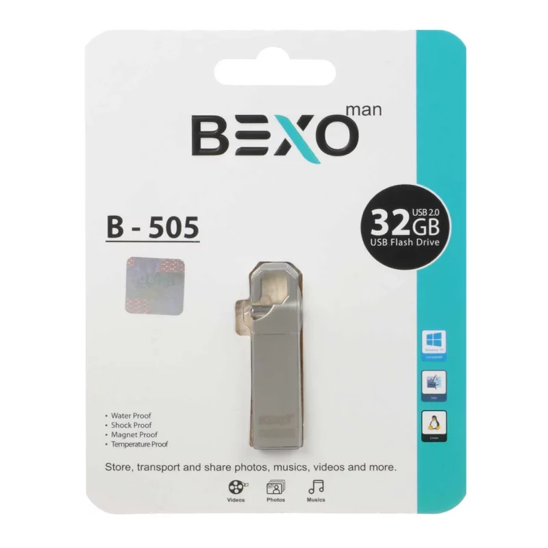 BEXO B-505 USB2.0 Flash Memory - 32GB (گارانتی داده پردازی آواتک) نقره ای - تصویر 2