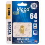 (گارانتی مادام‌العمر رایانه نوین سگال) طلایی Vicco man VC200 G USB2.0 Flash Memory - 64GB