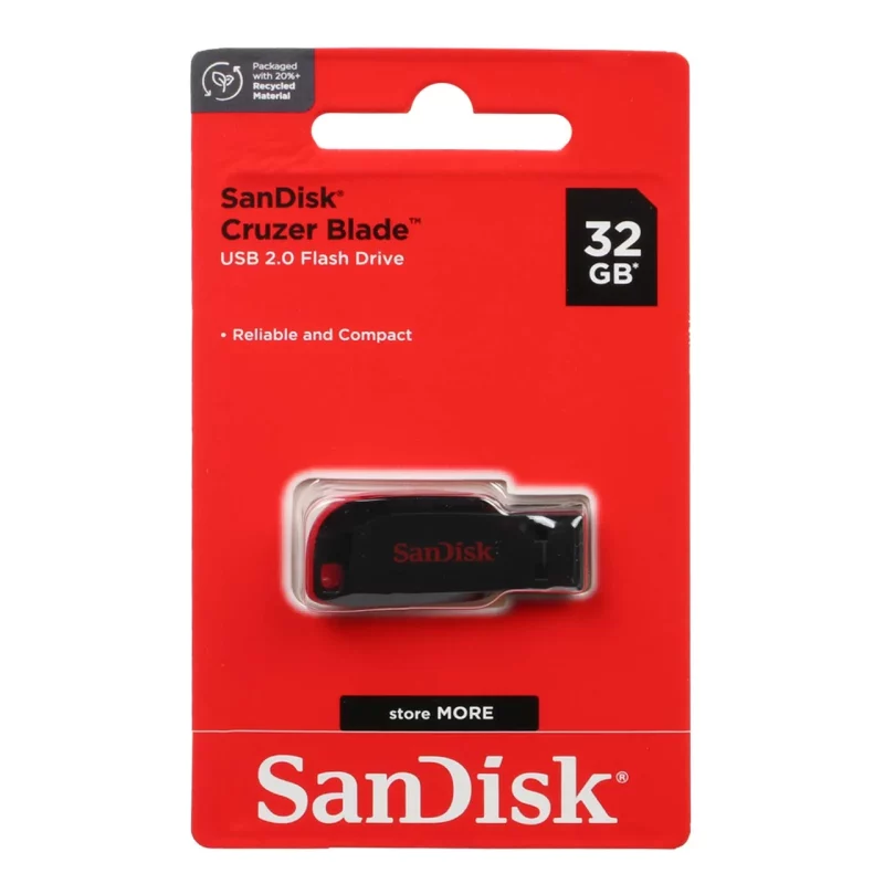 SanDisk Blade USB2.0 Flash Memory - 32GB (گارانتی سورین) مشکی - تصویر 2