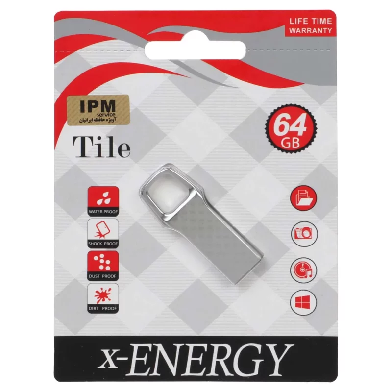 X-ENERGY Tile USB2.0 Flash Memory - 64GB نقره ای (گارانتی مادام العمر IPM) - تصویر 2