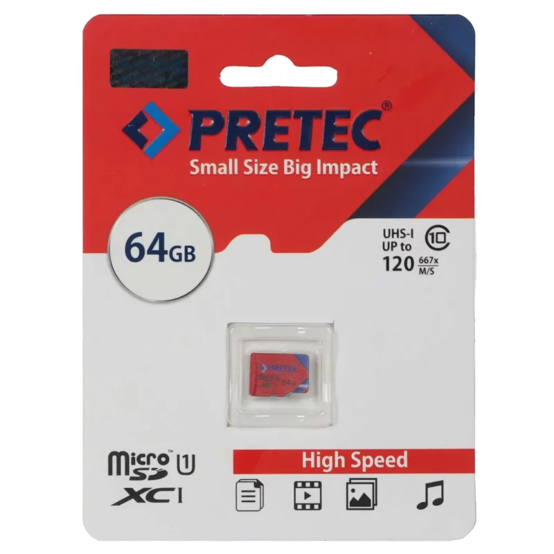 Pretec MicroSDHC U3 667X 120Mb/s - 64GB - (گارانتی فراگامان) - تصویر 2