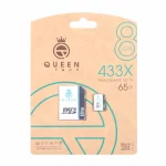 Queen tech microSDHC & adapter U1 Class 10 433X -65MB/s-8GBمشکی سفید