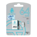 Queen tech microSDHC & adapter U3 Class 10 433X -65MB/s-64GBمشکی سفید - تصویر 3