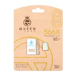 Queen tech microSDHC & adapter U1 Class 10 566X -85MB/s-8GBسفید طلایی