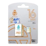 Queen tech microSDHC & adapter U1 Class 10 566X -85MB/s-16GBسفید طلایی