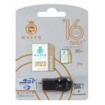 Queen tech microSDHC & adapter & رم ریدر U1 Class 10 566X plus -85MB/s - 16GB - مشکی