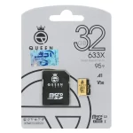 (گارانتی مادام‌العمر شرکت آی تین) Queen tech microSDHC & adapter U3 Class 10 633X -95MB/s - 32GB مشکی طلایی