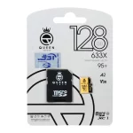 (گارانتی مادام‌العمر شرکت آی تین) Queen tech microSDXC & adapter U3 Class 10 633X -95MB/s - 128GB مشکی طلایی