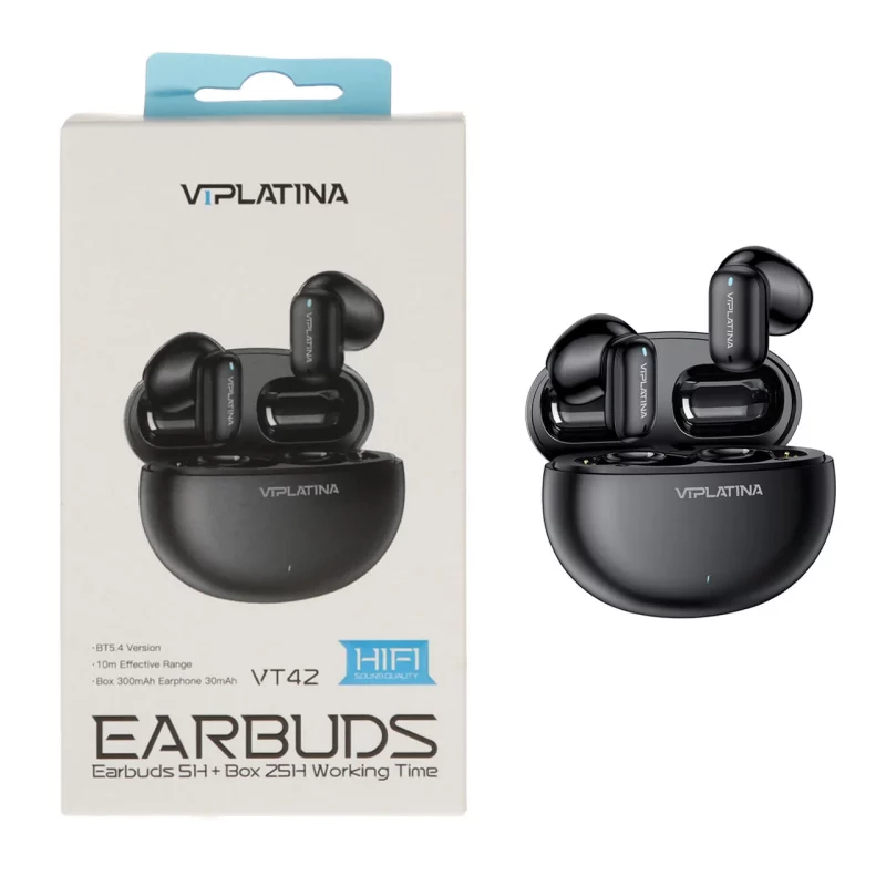 ایرفون بی سیم VIPLATINA مدل VT42 - مشکی (گارانتی 18 ماه تعویض نیکان همراه) - تصویر 2