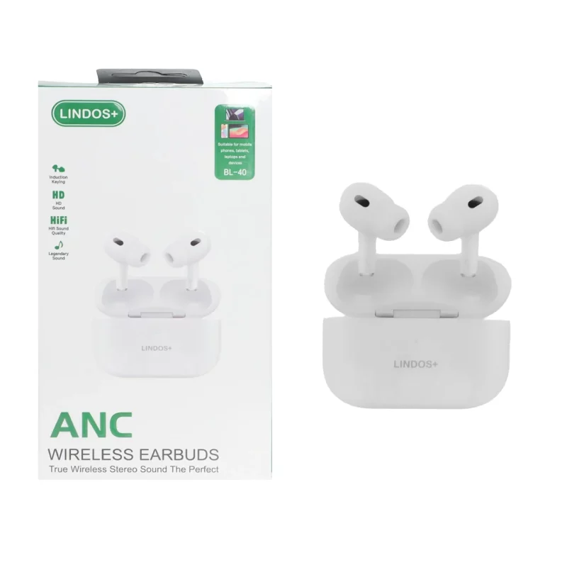 ایرفون بی سیم +Lindos مدل BL-40 ANC - سفید - تصویر 2