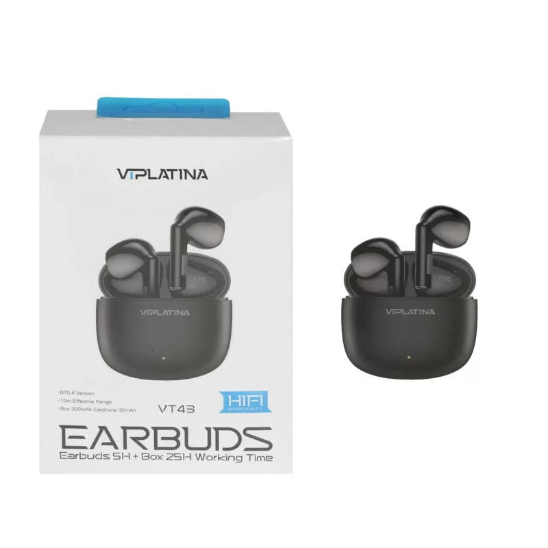 ایرفون بی سیم VIPLATINA مدل VT43 - مشکی (گارانتی 18 ماه تعویض نیکان همراه) - تصویر 2