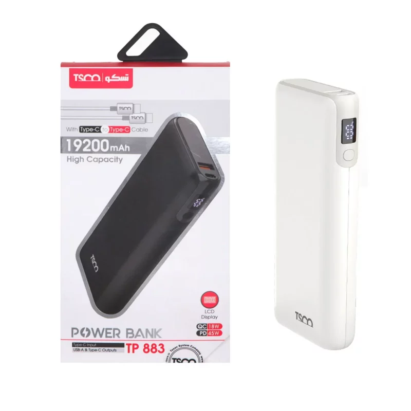 پاوربانک (PD و فست شارژ) TSCO 45W 19200mAh مدل TP 883 - سفید (گارانتی 12 ماهه TSCO) - تصویر 2