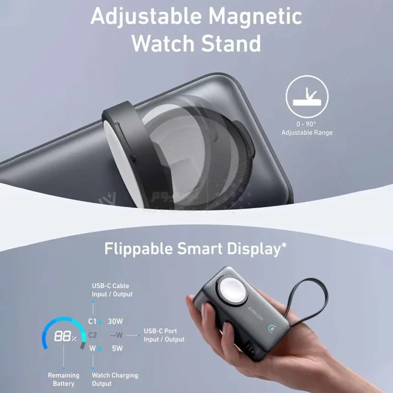 پاور بانک فست شارژ ANKER 10000mAh مدل A1657H11 35W - مشکی (گارانتی 18ماهه حافظه طلایی ایستا) - تصویر 8