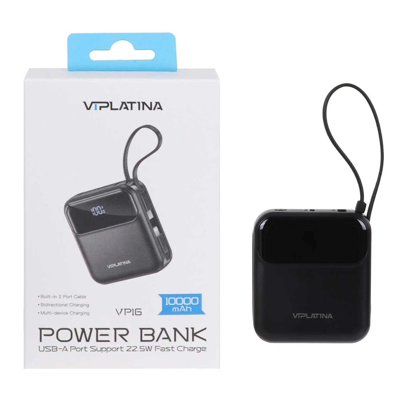 1584-1385644-1 پاوربانک فست شارژ VIPLATINA 10000mAh مدل VP16 22.5W - مشکی (گارانتی 18 ماه تعویض نیکان همراه) - تصویر 1
