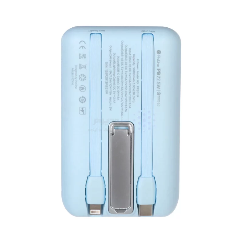 پاوربانک فست شارژ ProOne 10000mAh مدل PPB5119 - آبی (دارای استند موبایل) - تصویر 3