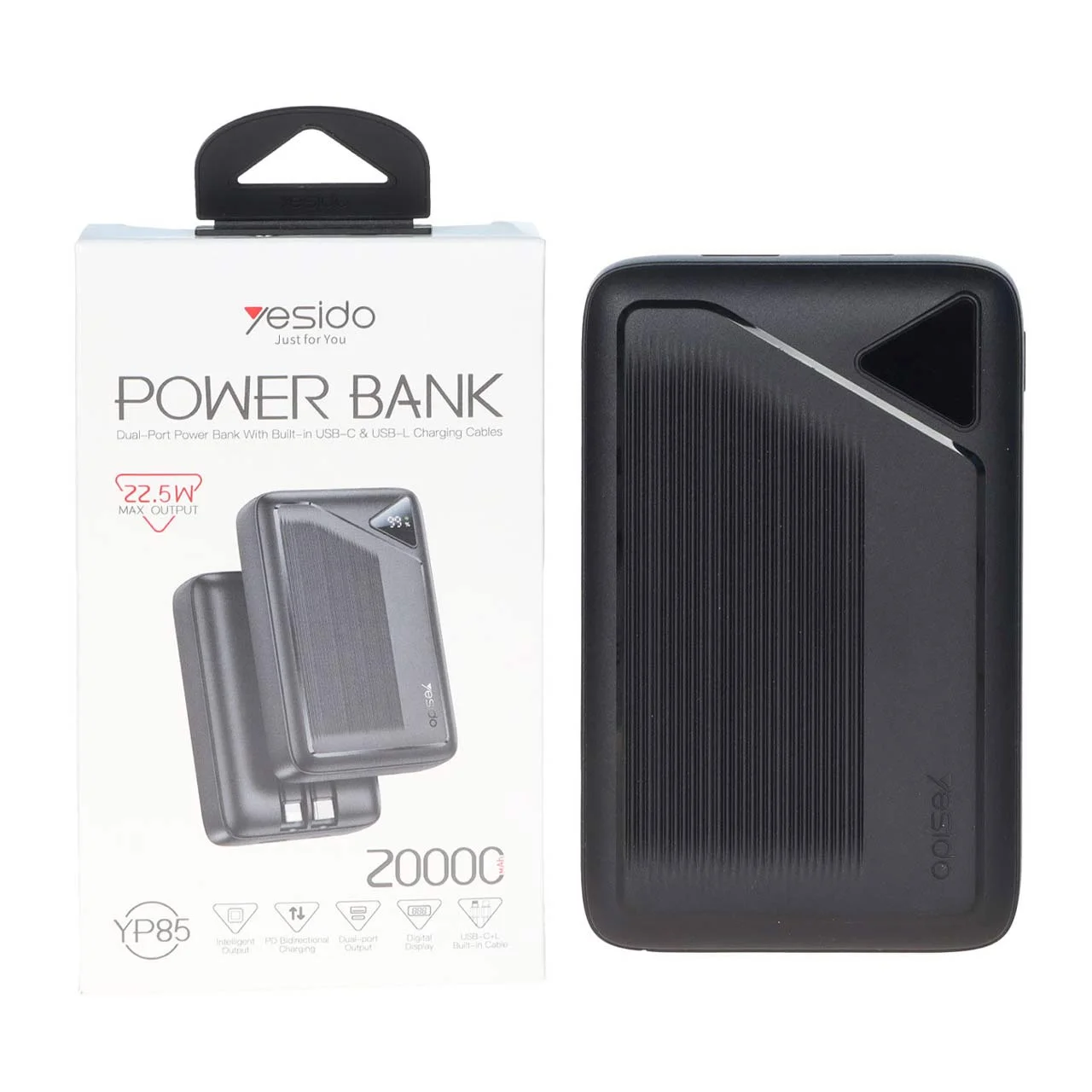 1584-1621534-1 پاوربانک PD و فست شارژ Yesido 20000mAh مدل YP85 22.5W - مشکی (گارانتی 18 ماه تعویض نیکان همراه) - تصویر 1