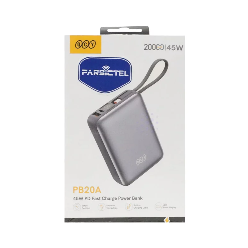 پاوربانک PD و فست شارژ QCY 20000mAh مدل PB20A 45W - خاکستری (گارانتی 18 ماهه شرکتی) - تصویر 8