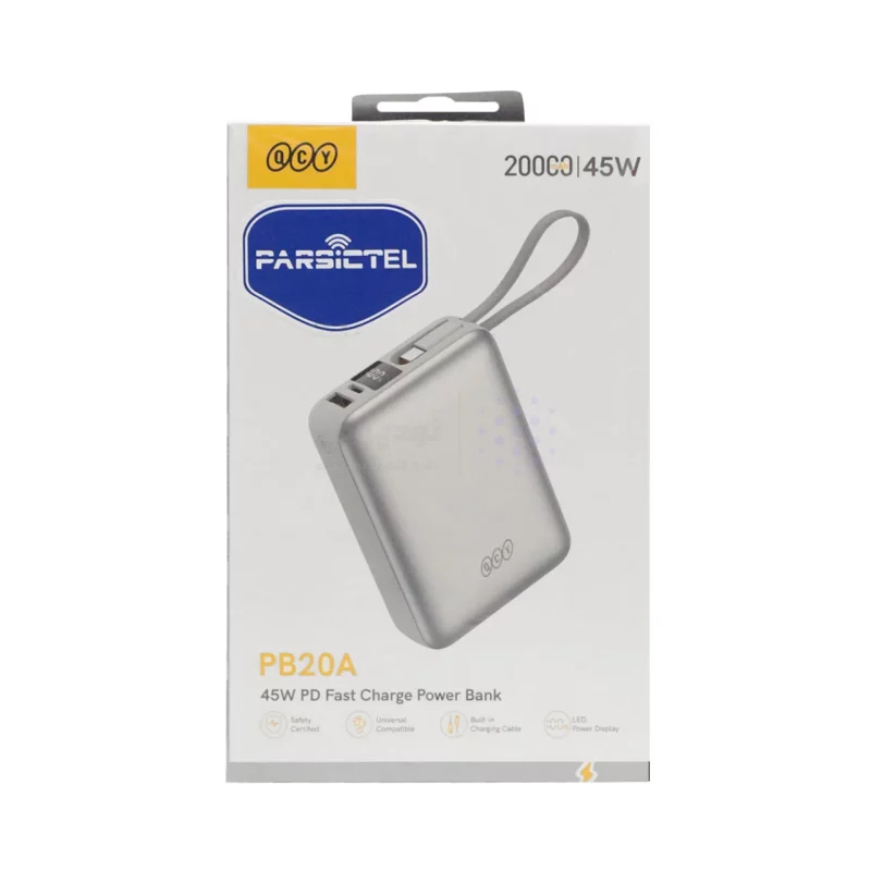 پاوربانک PD و فست شارژ QCY 20000mAh مدل PB20A 45W - نقره ای (گارانتی 18 ماهه شرکتی) - تصویر 5