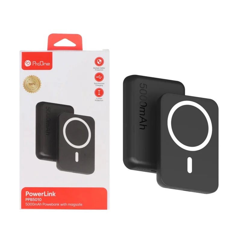 پاوربانک وایرلس و فست شارژ ProOne 5000mAh مدل PPB5010 PowerLink 20W - مشکی - تصویر 2