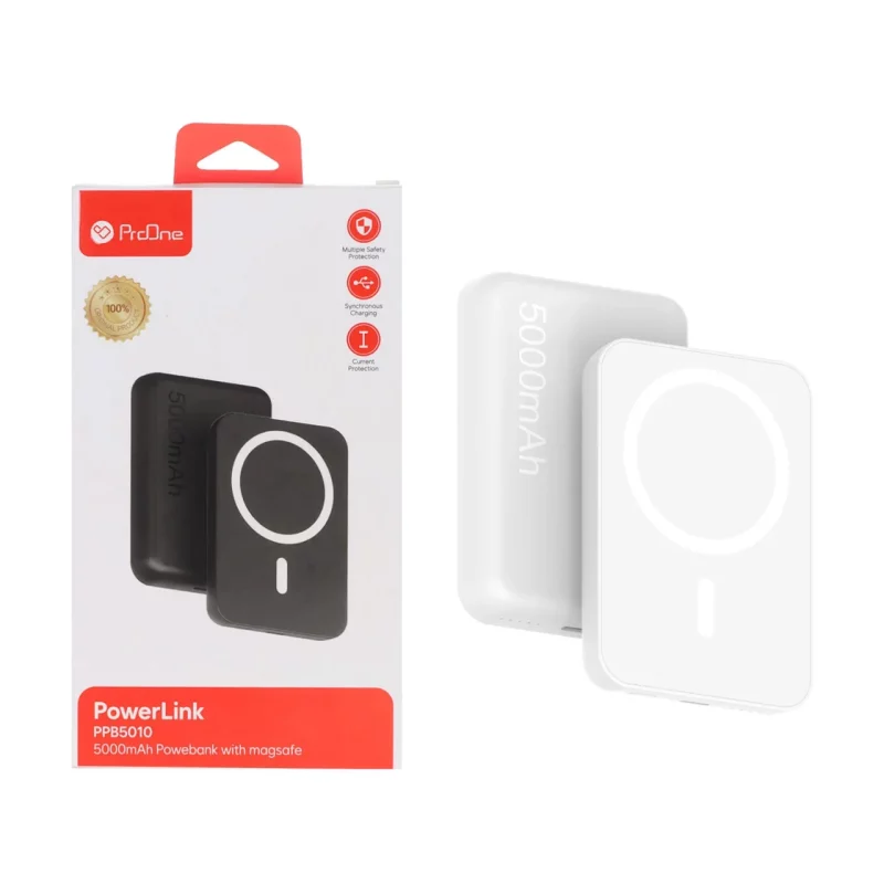 پاوربانک وایرلس و فست شارژ ProOne 5000mAh مدل PPB5010 PowerLink 20W - سفید - تصویر 2