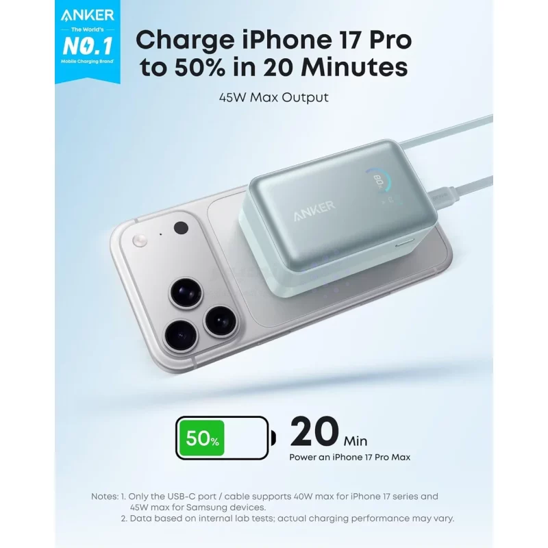 پاوربانک فست شارژ Anker 10000mAh مدل A1638H61 45W - سبز (گارانتی 18ماهه حافظه طلایی ایستا) - تصویر 3