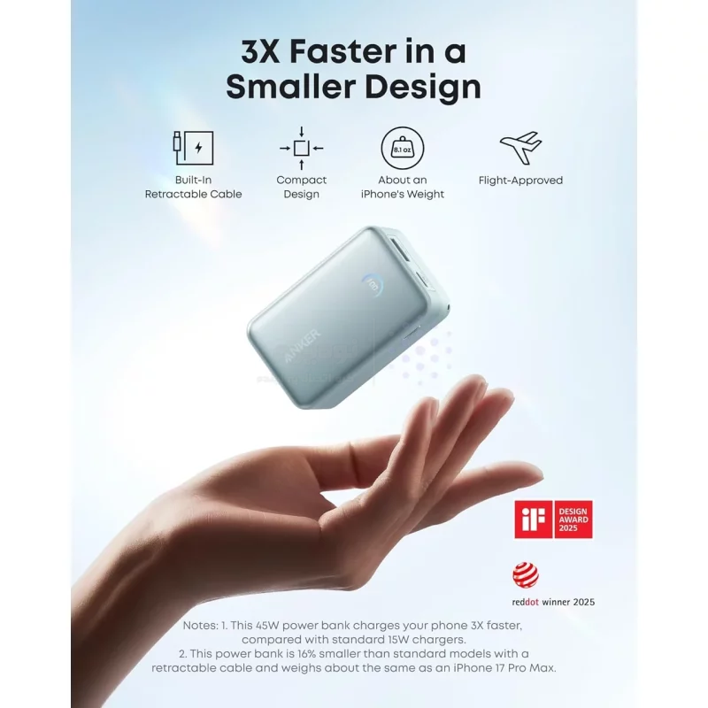 پاوربانک فست شارژ Anker 10000mAh مدل A1638H61 45W - سبز (گارانتی 18ماهه حافظه طلایی ایستا) - تصویر 5