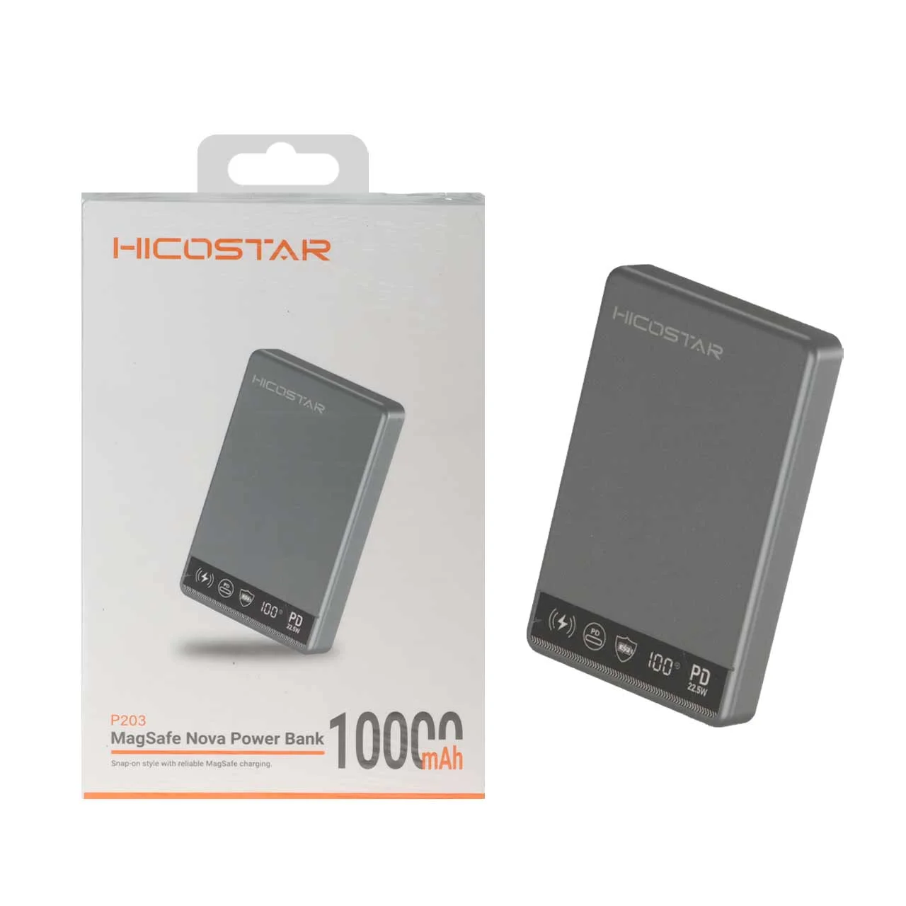 1584-1682578-1 پاوربانک PD و فست شارژ وایرلس Hicostar 22.5W 10000mAh مدل P203 - نقره ای - تصویر 1