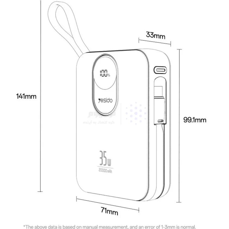 پاوربانک فست شارژ Yesido 20000mAh مدل YP94 35W - مشکی (گارانتی 18 ماه تعویض نیکان همراه) - تصویر 3