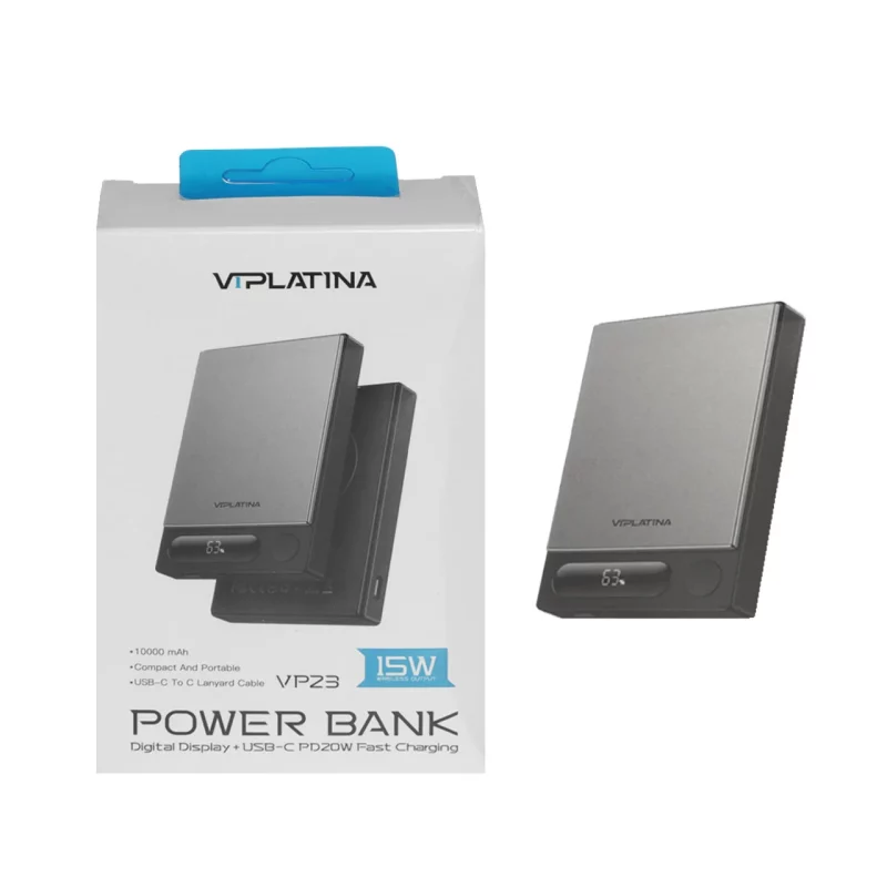 پاوربانک فست شارژ وایرلس VIPLATINA 10000mAh مدل VP23 15W - مشکی (گارانتی 18 ماه تعویض نیکان همراه) - تصویر 2