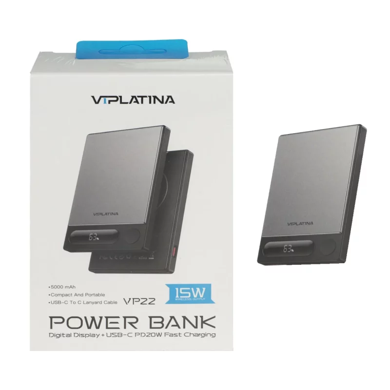 پاوربانک فست شارژ وایرلس VIPLATINA 5000mAh مدل VP22 15W - مشکی (گارانتی 18 ماه تعویض نیکان همراه) - تصویر 2