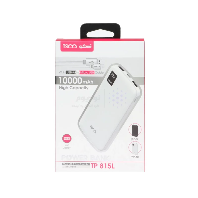 پاوربانک TSCO 10W 10000mAh با کابل اندروید مدل TP 815L - مشکی - تصویر 8