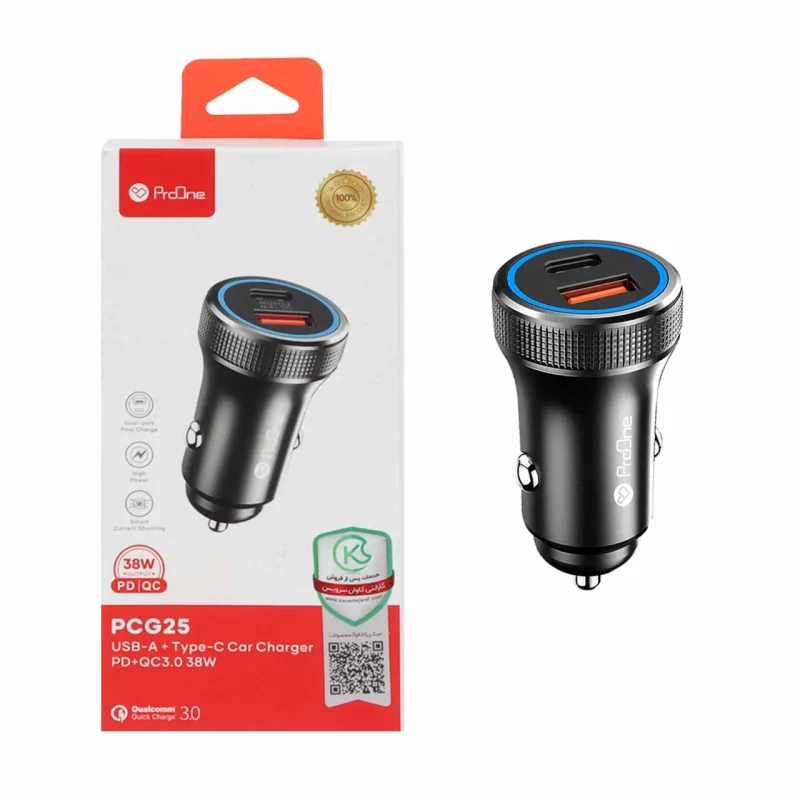 شارژر فندکی 38W فست و PD دو پورت ProOne مدل PCG25 - تصویر 2