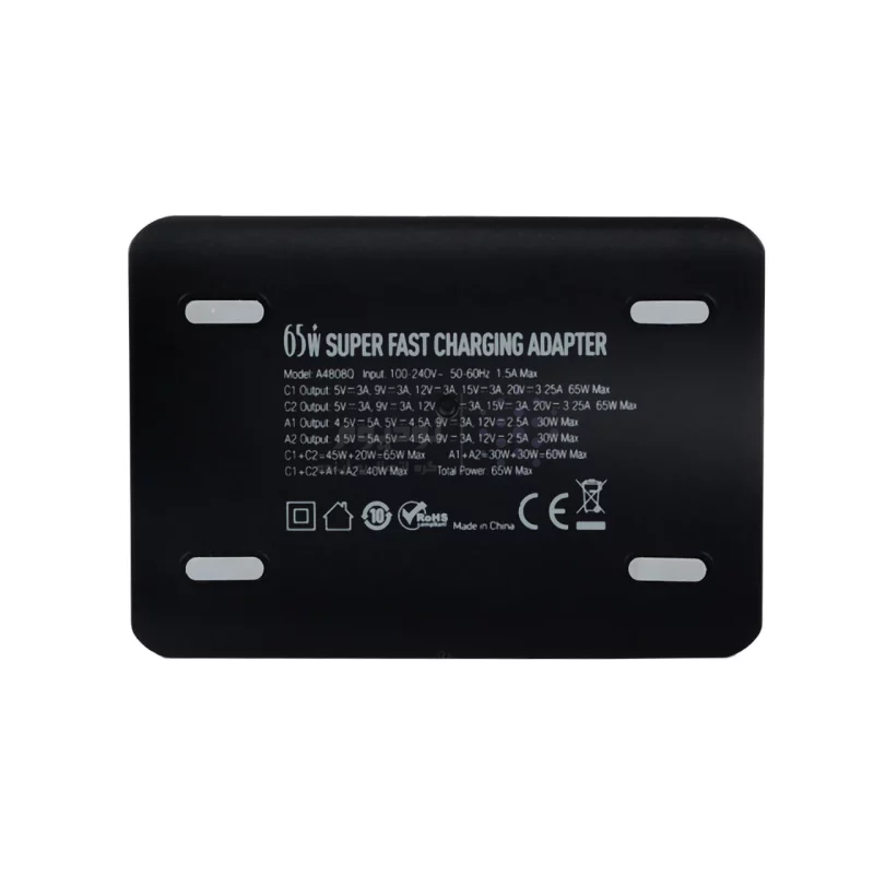 شارژر دیواری 65W فست و PD چهار پورت JBQ مدل A4808Q - مشکی (گارانتی یکساله رصاصی) - تصویر 3
