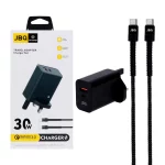 شارژر دیواری فست دو پورت JBQ مدل HC-30w 30W همراه با کابل Type-C To Type-C - مشکی (گارانتی یکساله رصاصی)