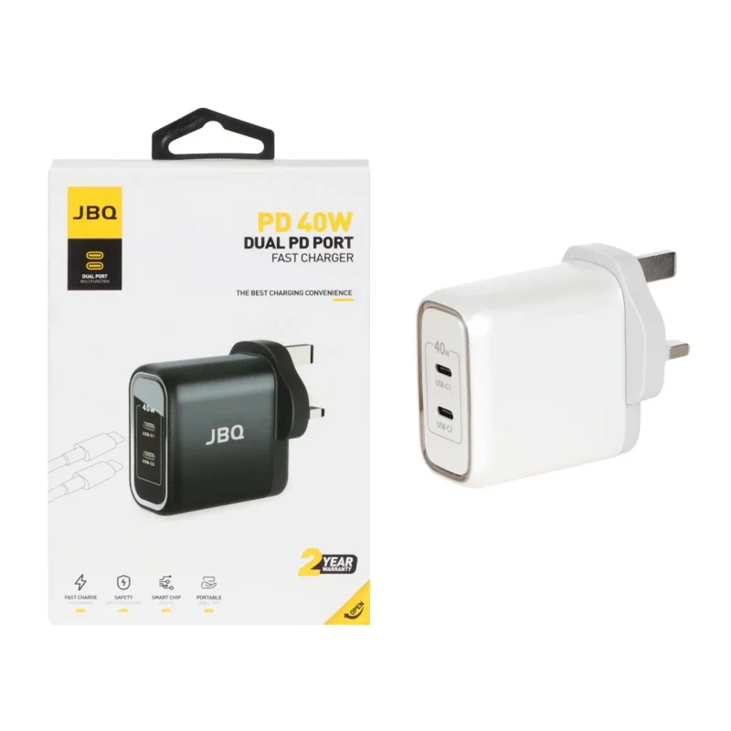 شارژر دیواری فست و PD دو پورت JBQ مدلSmart Chip+ HC-740 40W - سفید (گارانتی یکساله رصاصی) - تصویر 2