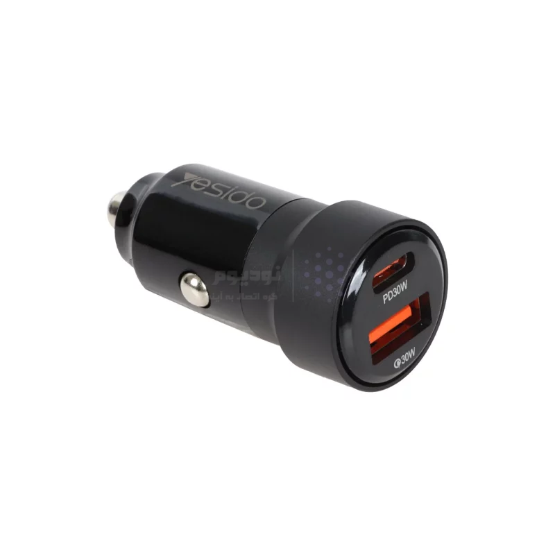 شارژر فندکی فست و PD دو پورت Yesido مدل Y55 60W همراه با کابل Type-C - مشکی (گارانتی 18 ماه تعویض نیکان همراه) - تصویر 4