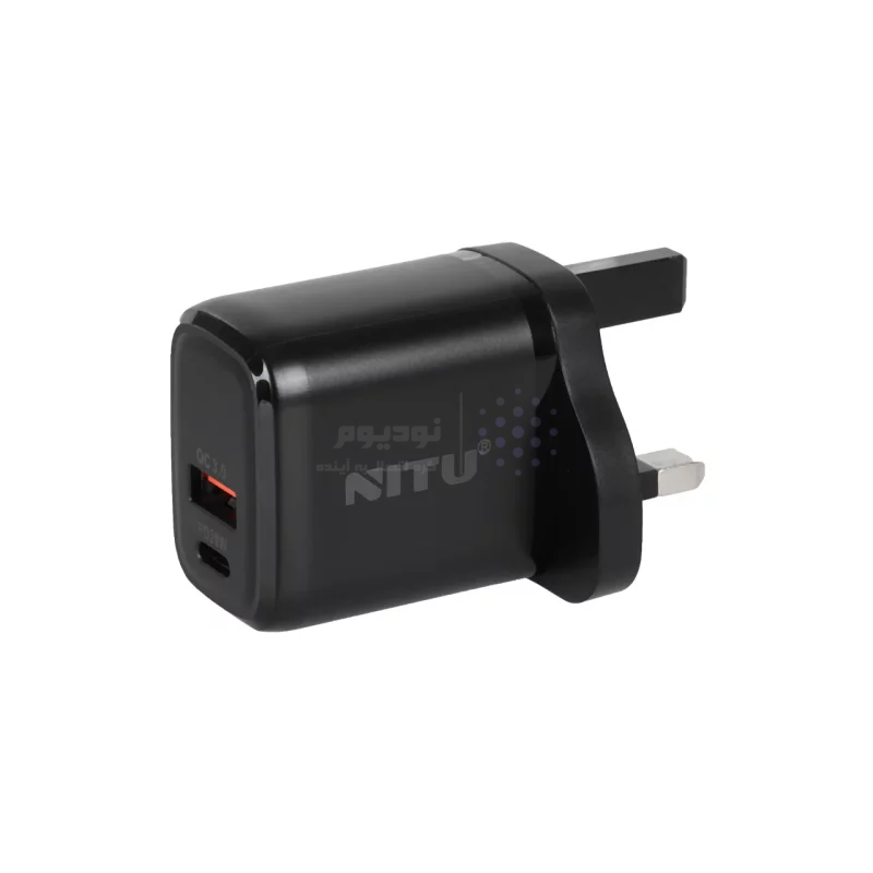 شارژر دیواری فست و PD دو پورت Nitu مدل NTC145 20W همراه با کابل Type-C To Lightning - مشکی (گارانتی 18 ماه تعویض نیکان همراه) - تصویر 4