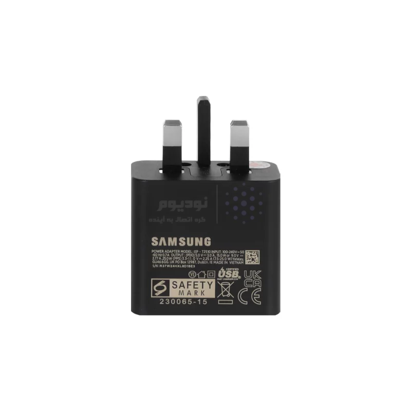 شارژر دیواری سه پین SAMSUNG 25W T2510 ( فست و PD) مشکی DST (6 ماهه DST+ بیمه نامه 12 ماهه DGARD) - درجه یک - تصویر 3
