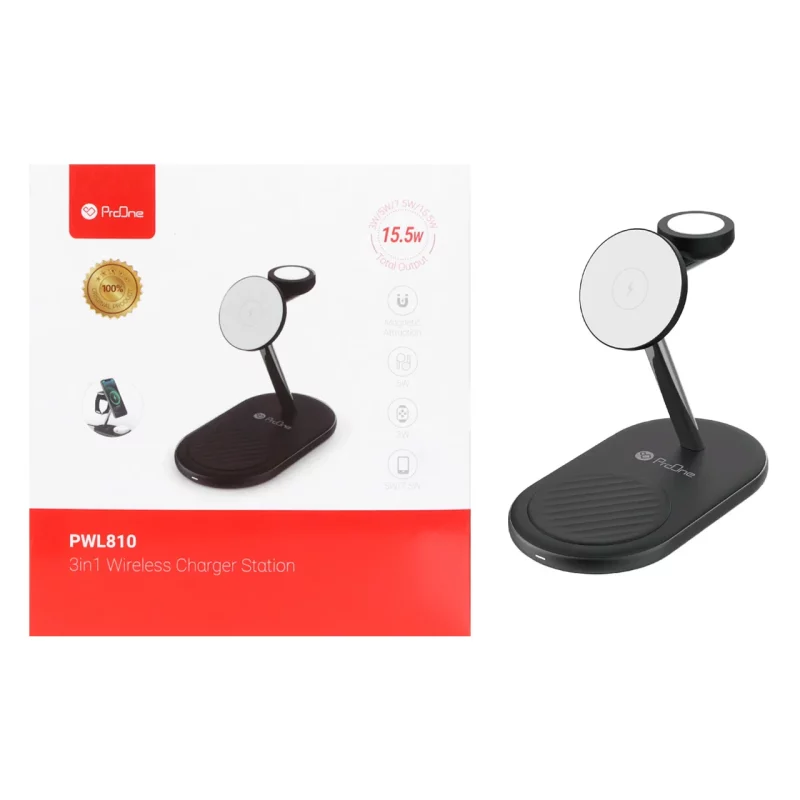 شارژر وایرلس سه کاره ProOne مدل PWL810 - مشکی - تصویر 2