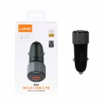شارژر فندکی فست و PD دو پورت LDNIO مدل C510Q 38W به همراه کابل شارژ Type-C to Type-C - مشکی