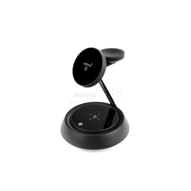 شارژر وایرلس سه کاره Hiska مدل HR-13 - مشکی - تصویر 4