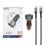 شارژر فندکی فست و PD دو پورت Nitu مدل NDC40 48W به همراه کابل شارژ Type-C To Type-C - خاکستری (گارانتی 18 ماه تعویض نیکان همراه)
