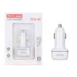 شارژر فندکی 30 وات فست دو پورت TSCO مدل TCG 40 به همراه کابل شارژ Type-C - سفید