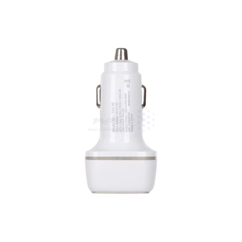 شارژر فندکی 30 وات فست دو پورت TSCO مدل TCG 40 به همراه کابل شارژ Type-C - سفید - تصویر 3
