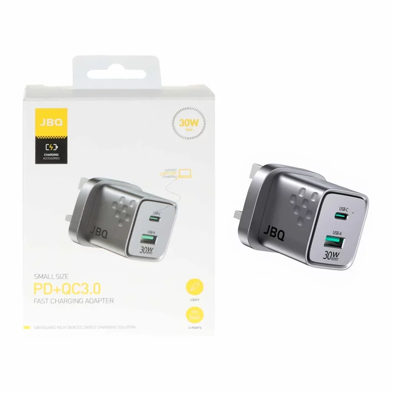 شارژر دیواری فست و PD دو پورت JBQ مدل WC-612G 30W - خاکستری (گارانتی یکساله رصاصی) - تصویر 2
