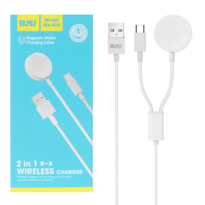 شارژر وایرلس BUKU USB-Type-C مدل MA-074 - سفید - MMS - تصویر 2
