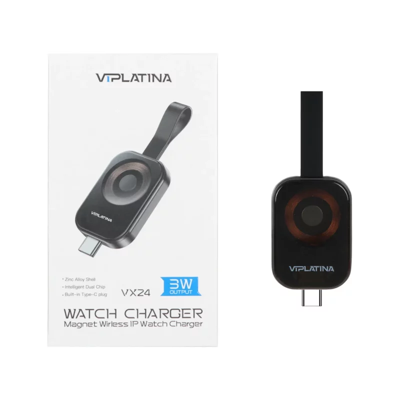 شارژر وایرلس ساعت هوشمند اپل VIPLATINA مدل VX24 3W - مشکی (گارانتی 18 ماه تعویض نیکان همراه) - تصویر 2
