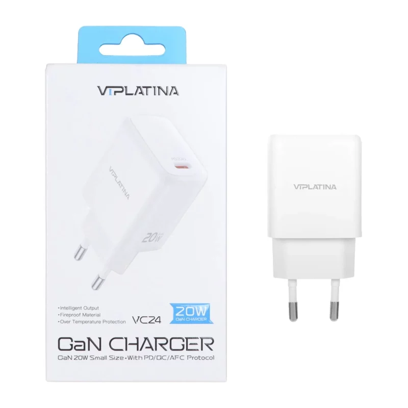 شارژر دیواری فست و PD تک پورت VIPLATINA مدل VC24 20W - سفید (گارانتی 18 ماه تعویض نیکان همراه) - تصویر 2
