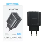 شارژر دیواری فست و PD دو پورت VIPLATINA مدل VC58 45W - مشکی (گارانتی 18 ماه تعویض نیکان همراه)