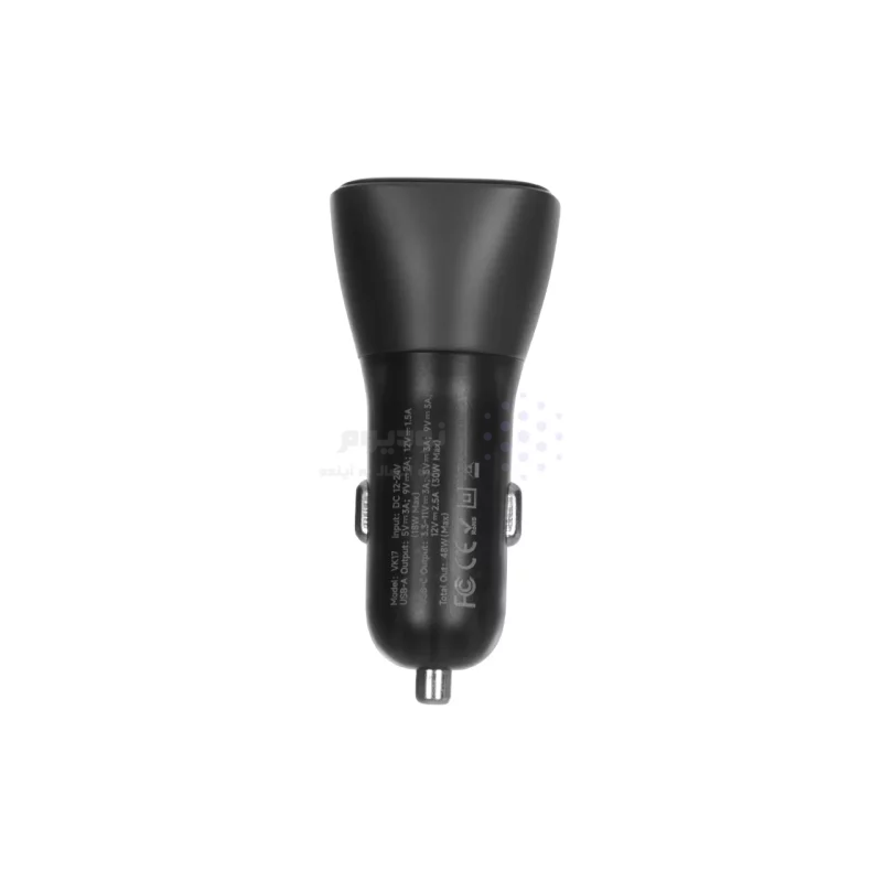شارژر فندکی فست و PD دو پورت VIPLATINA مدل VK17 48W - مشکی (گارانتی 18 ماه تعویض نیکان همراه) - تصویر 3